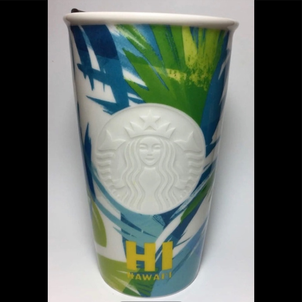 Hawaii leaves Starbucks ceramic tumbler 12oz new!